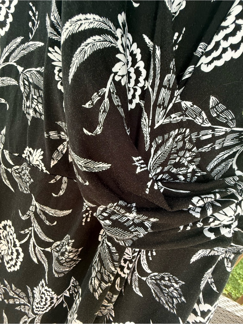 Lands' End Black Floral Wrap Midi Dress - Picture 4 of 5